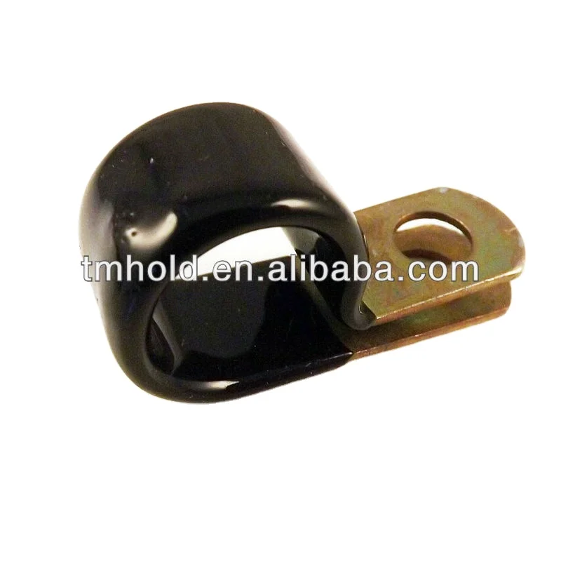 zinc-plating black pvc fixing p-clips cable clamps