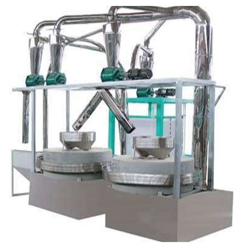 automatic stone milling flour machine, electric round roller stone milling, dual group natural stone milling flour processing