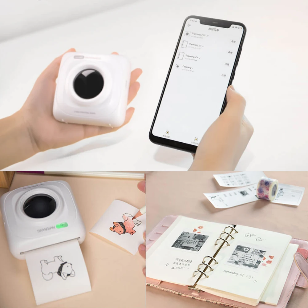  Карманный мини-фотопринтер PAPERANG P1 203 точек/дюйм BT4.0 телефонное соединение беспроводной портативный