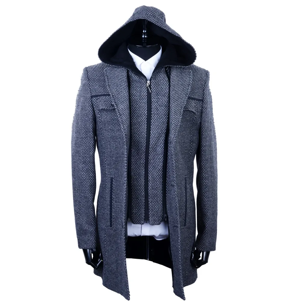 New Design Long Wool Blend Overcoat for Men Thick Winter Mens Coat