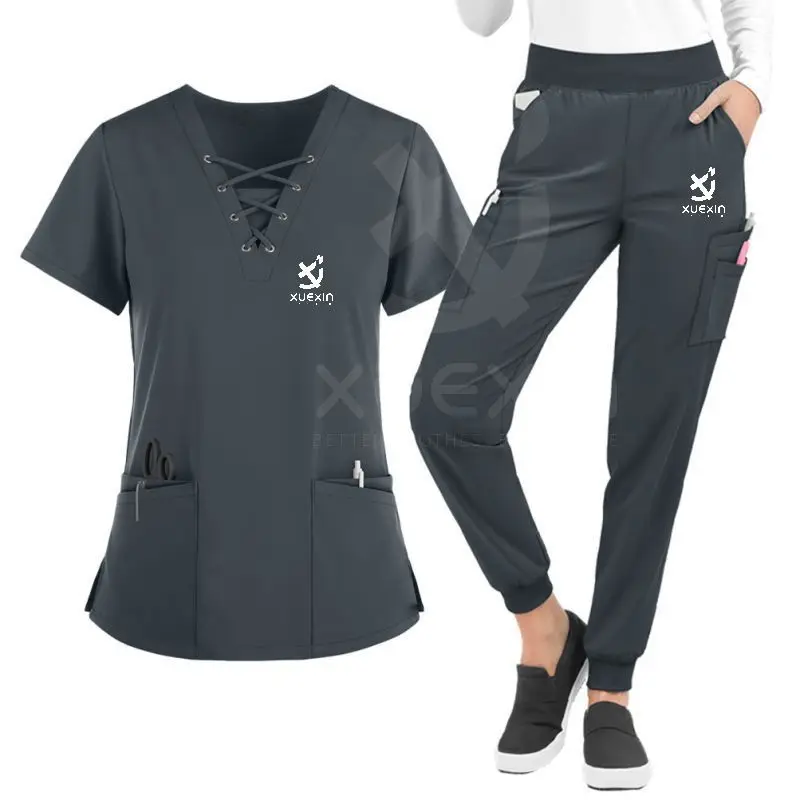 doctor uniform short sleeve medical uniforms spandex scrub suit jogger wrinkle free jogger scrub set