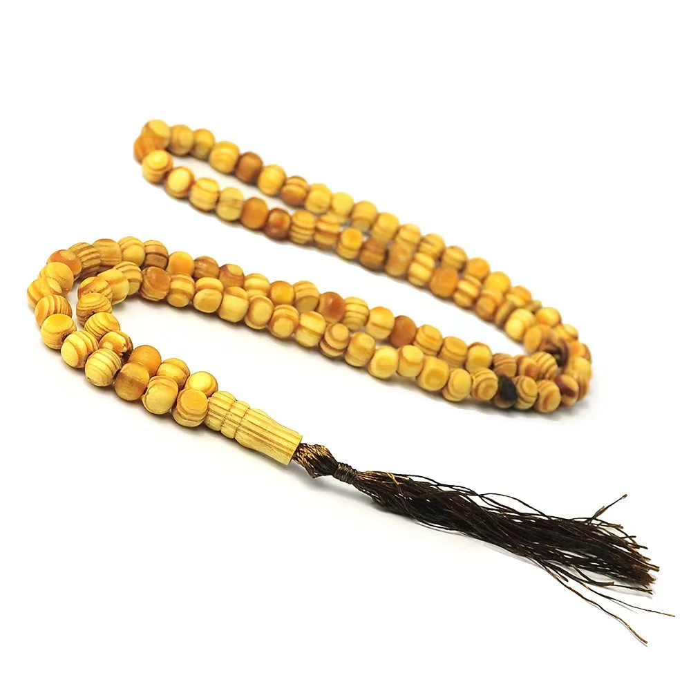 Muslim Prayer beads 99 8mm natural wood grain rosary beads Middle Eastern Indonesian prayer Tesbiha bead