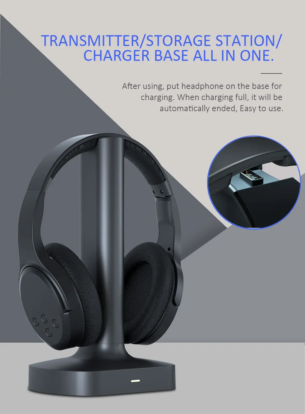 Wireless Rechargeable Headphones For Tv 2.4G tv headphone with base