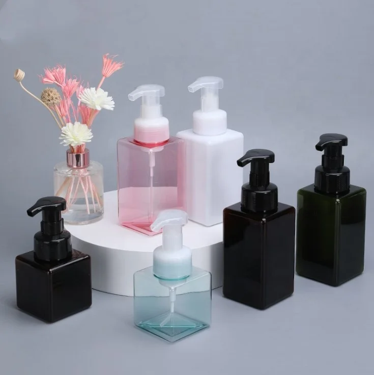 PETG Empty Square Foam Top Pump Bottle 250ml 450ml 650ml Hand Wash Body Foaming Soap Plastic Dispensers Pump Sealing Packaging