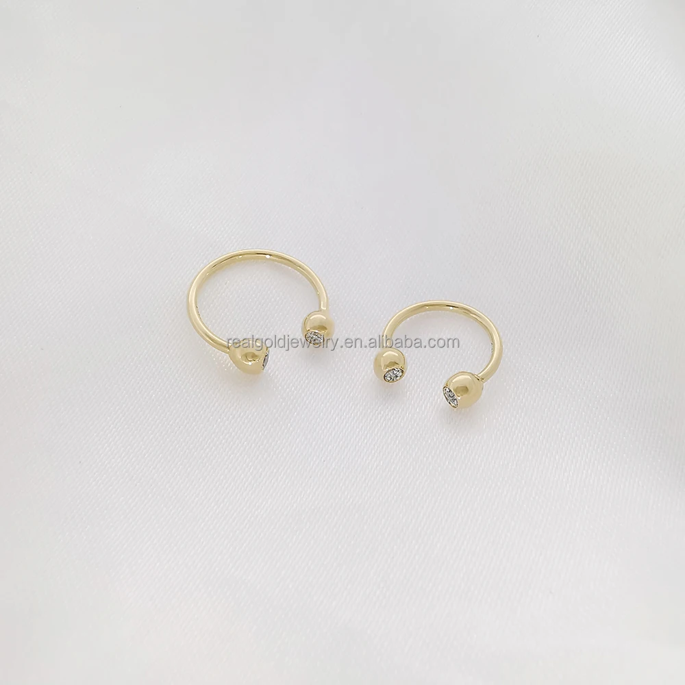14K Pure Gold Sexy Septum Jewelry Horseshoe Shaped Nose Ring and Threaded Cartilage Earrings Fine Jewelry for Piercing Gift