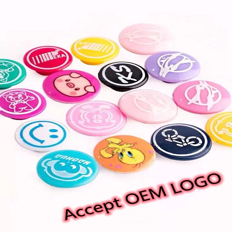 2021 wholesale pin buttons replacement rubber PVC custom logo clogs shoes mules push on plastic buttons