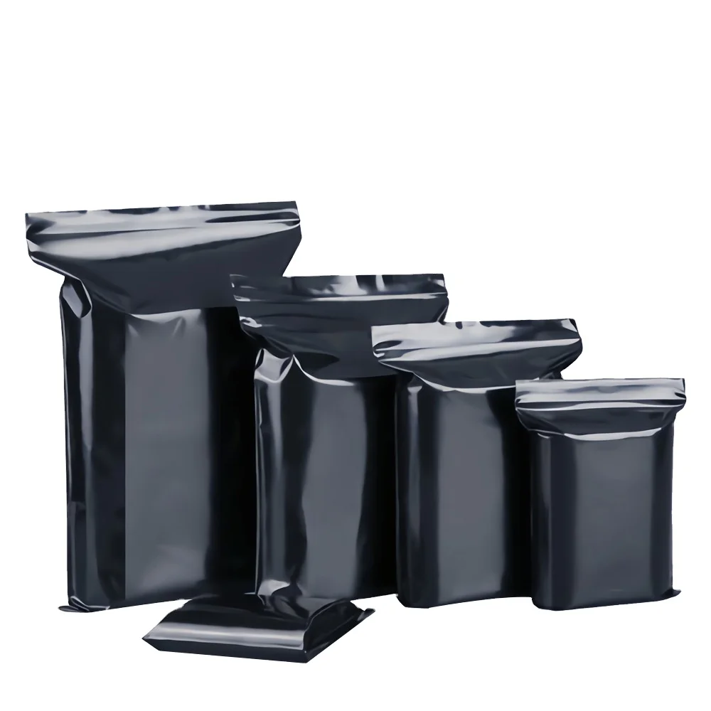 High Quality Customized LDPE Plastic Ziplock Bag Black Poly Resealable Polyethylene Zipper Seal Moisture Proof Industrial Use