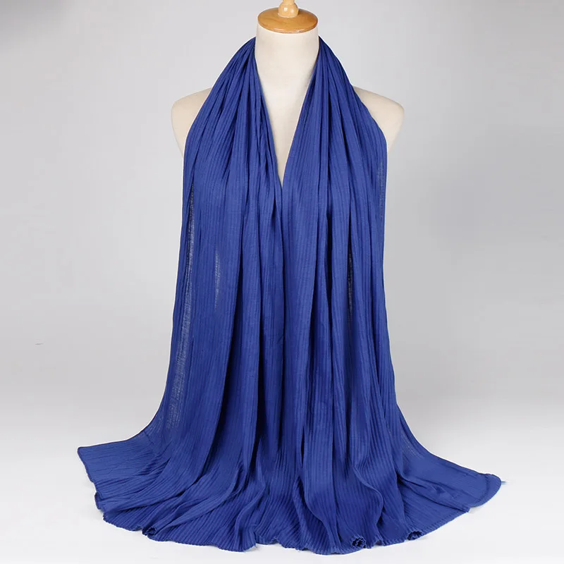 Wholesale Cheap Price Ethnic Jersey Crumpled Women Hijab Scarf Arabic Islamic Prayer Jersey Pleated Scarf