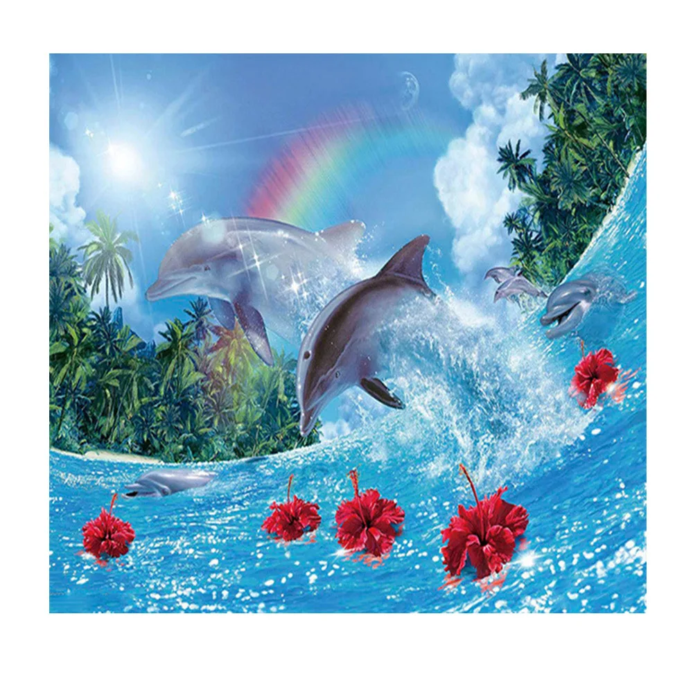 Hotsale wholesale full drill diamond embroidery painting on short lint canvas dolphin