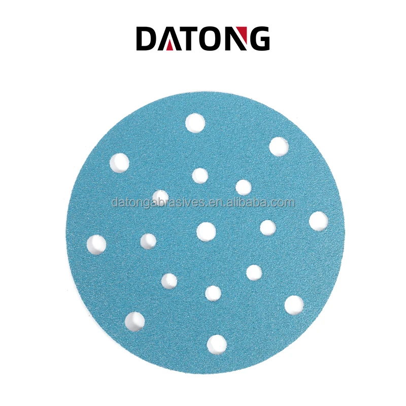 Заводская Высококачественная абразивная наждачная бумага Datong 6 дюймов 17 отверстий зернистость 100 круглый керамический синий шлифовальный диск для металла и