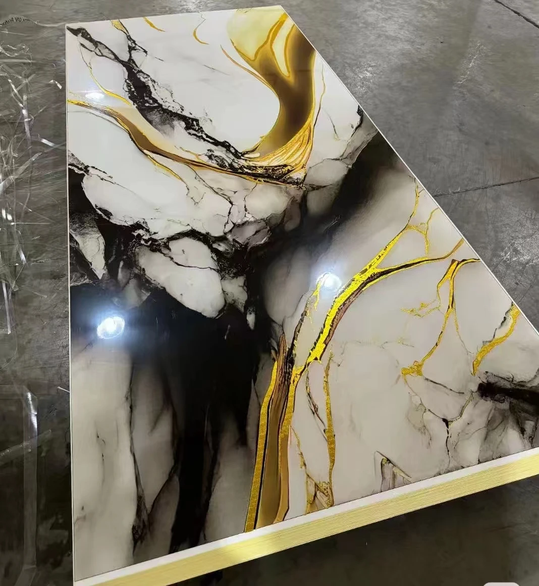 3D PVC  UV marble sheet wall decoration factory high glossy decoration 1220x2440mm mm uv plate