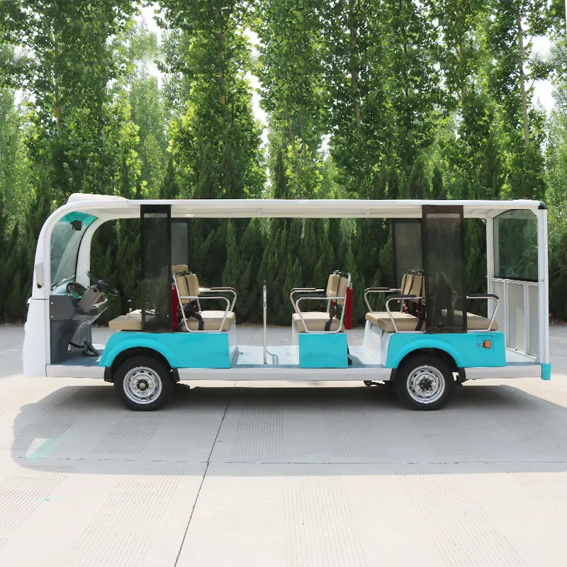 Haike High Quality Battery Operated Sightseeing Bus 14 Seats Electric Mini Shuttle Bus