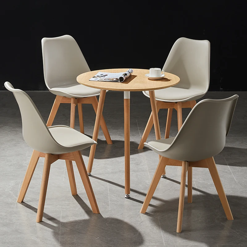 
Hot-sales Modern style Pretty plastic chair with PU cushion and wood legs PP Dining room/Living room furniture SC-133A 