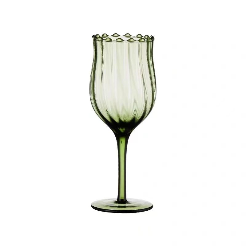 Factory Wholesale Vintage Green purple pink wine glasses Champagne glasses custom logo