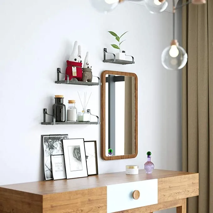 Wholesale Floating Shelves Wall Mounted Rustic Wood Wall Shelves Set of 3 for Bedroom Living Room Bathroom Kitchen Grey