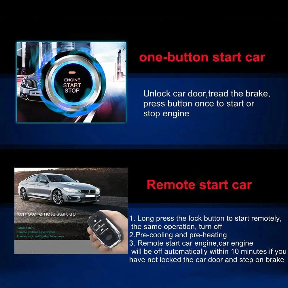 Smart Anti Theft Switch One Button Start Push Start Stop Remote Engine Start Passive Keyless Entry PKE Car Alarm