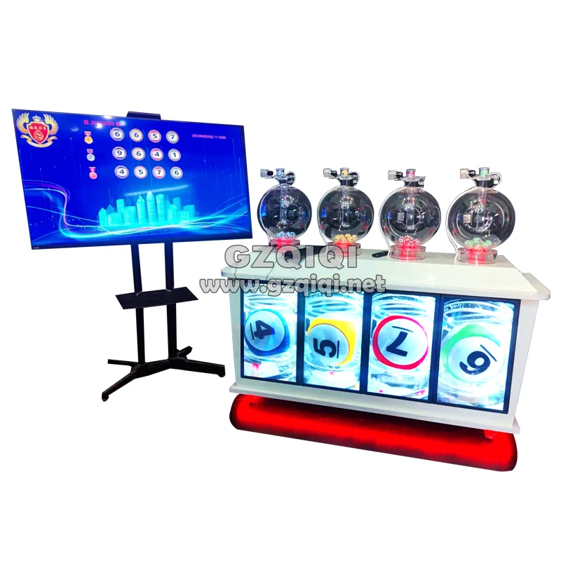 Muilty cylinder4D lotto machine with screens for pick 4 lottery games with sphere cylinders