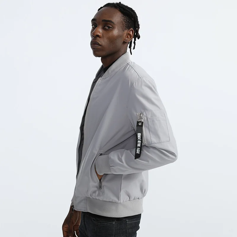 2022 Fashion Spring Bomber jacket slim fit solid color zipper stand collar warm business baseball casual vintage men jackets