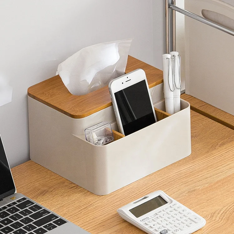 Amazon Home Kitchen Tissue Box Wooden Plastic Napkin Holders Multifunctional Tissue Tube Cosmetic Remote Control Storage Box