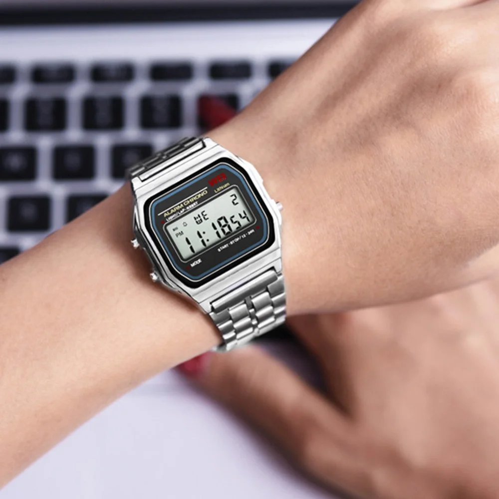 Reloj Montre Wholesale Retro G Shock Watch Cool Boys Electronic Watch Digital Alloy Square Shaped Sports Wrist Men Watch LED