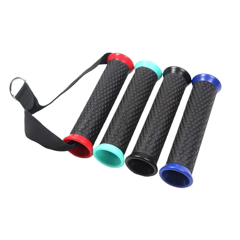 Custom Logo Home Gym Pull Up Accessories Nylon Straps Sport Tpr Handgrips Gym Exercise Handles With D Ring For Resistance Bands