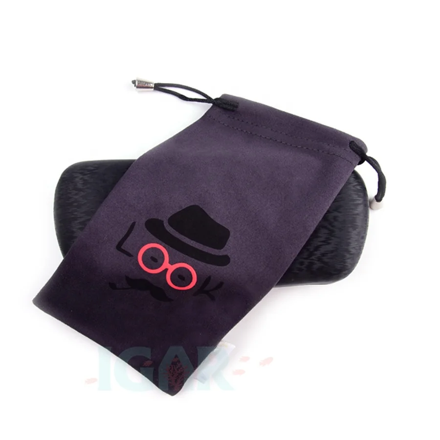 Cheap custom logo screen print micro fiber drawstring glasses packaging bag for sunglasses pouch