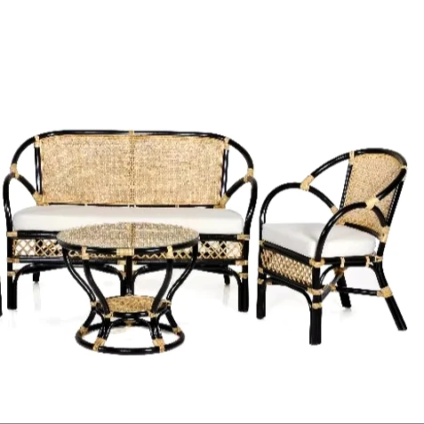 Hot Selling Handmade Rattan Corona Living Set for Apartment Includes Living Room Chair and Coffee Table from Indonesia