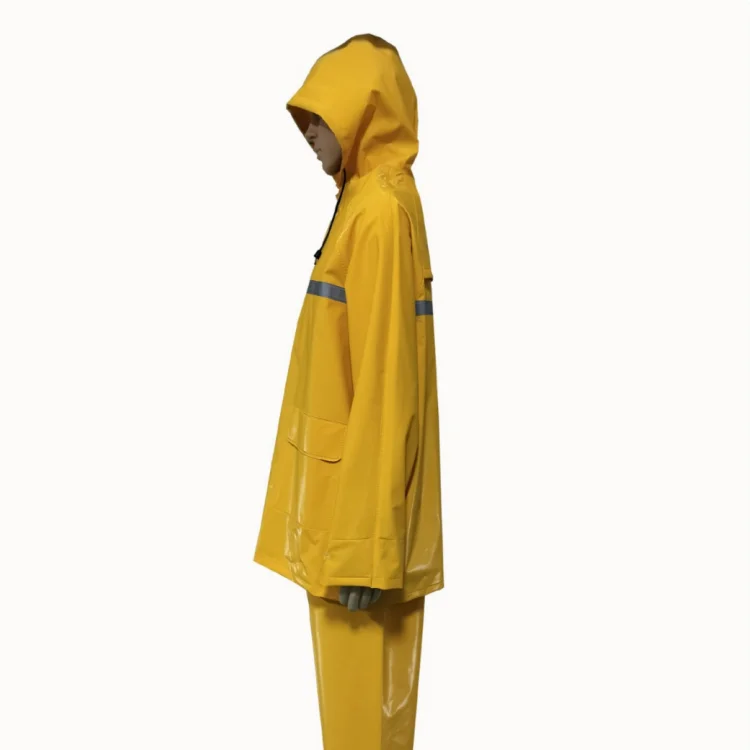 Factory Custom Safety Uniforms Outdoor Waterproof Overall Reflective 2 Pieces PVC Raincoat Set Hi Vis Rain Suit For Construction