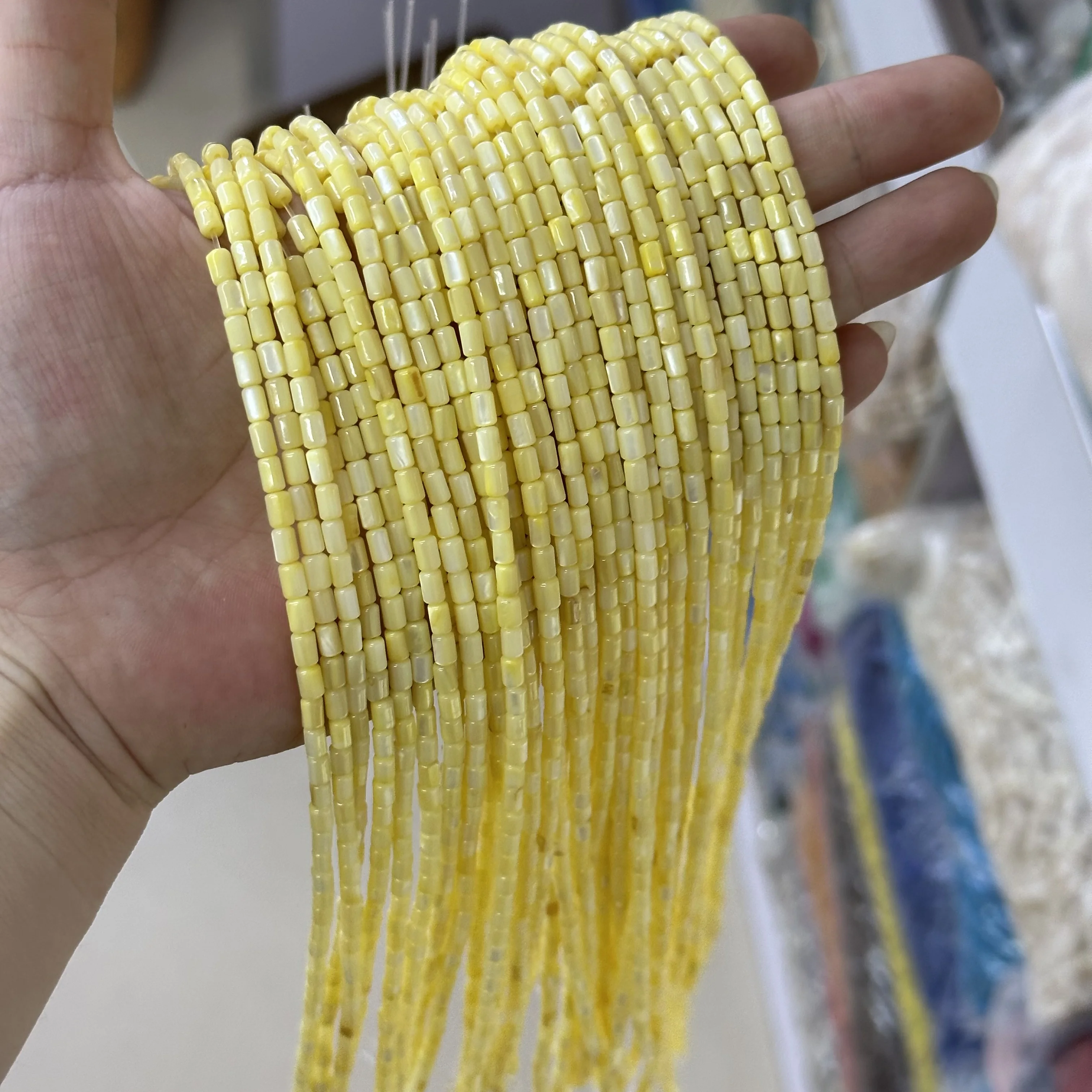 New fresh water shell 3*5mm round tube straight tube shell beads loose handmade diy ear bracelet semi-finished wholesale