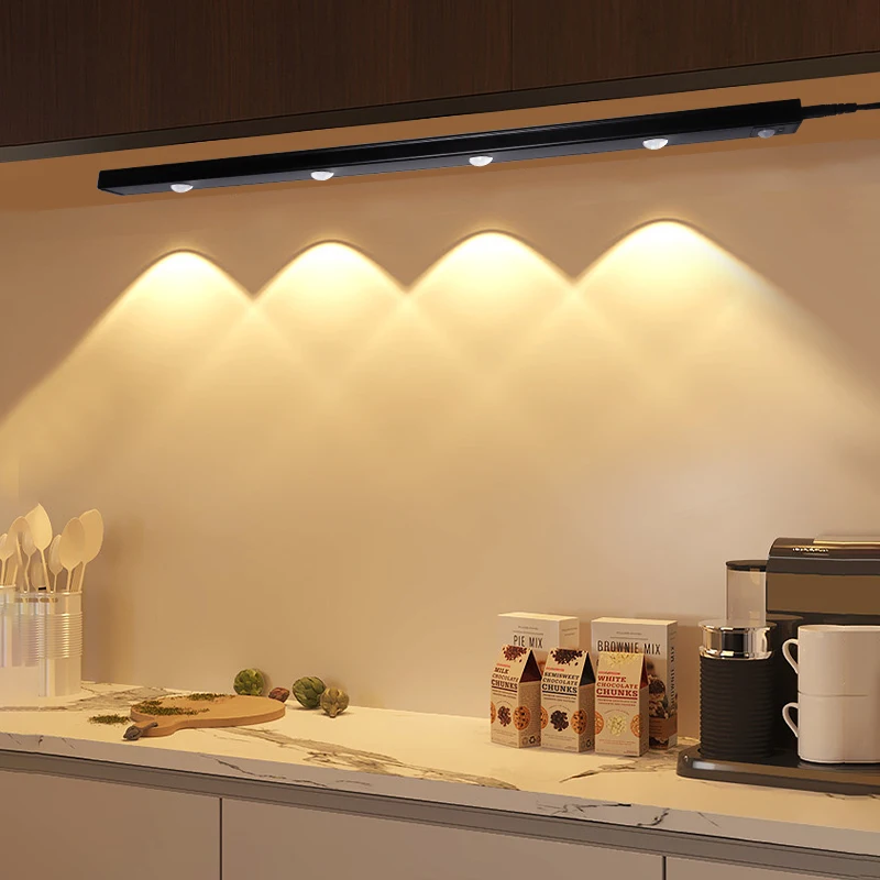 Aluminum Wireless Magnetic Night Light Lamp Stick Led Motion Sensor Wardrobe Drawer Cupboard Under Cabinet Lighting