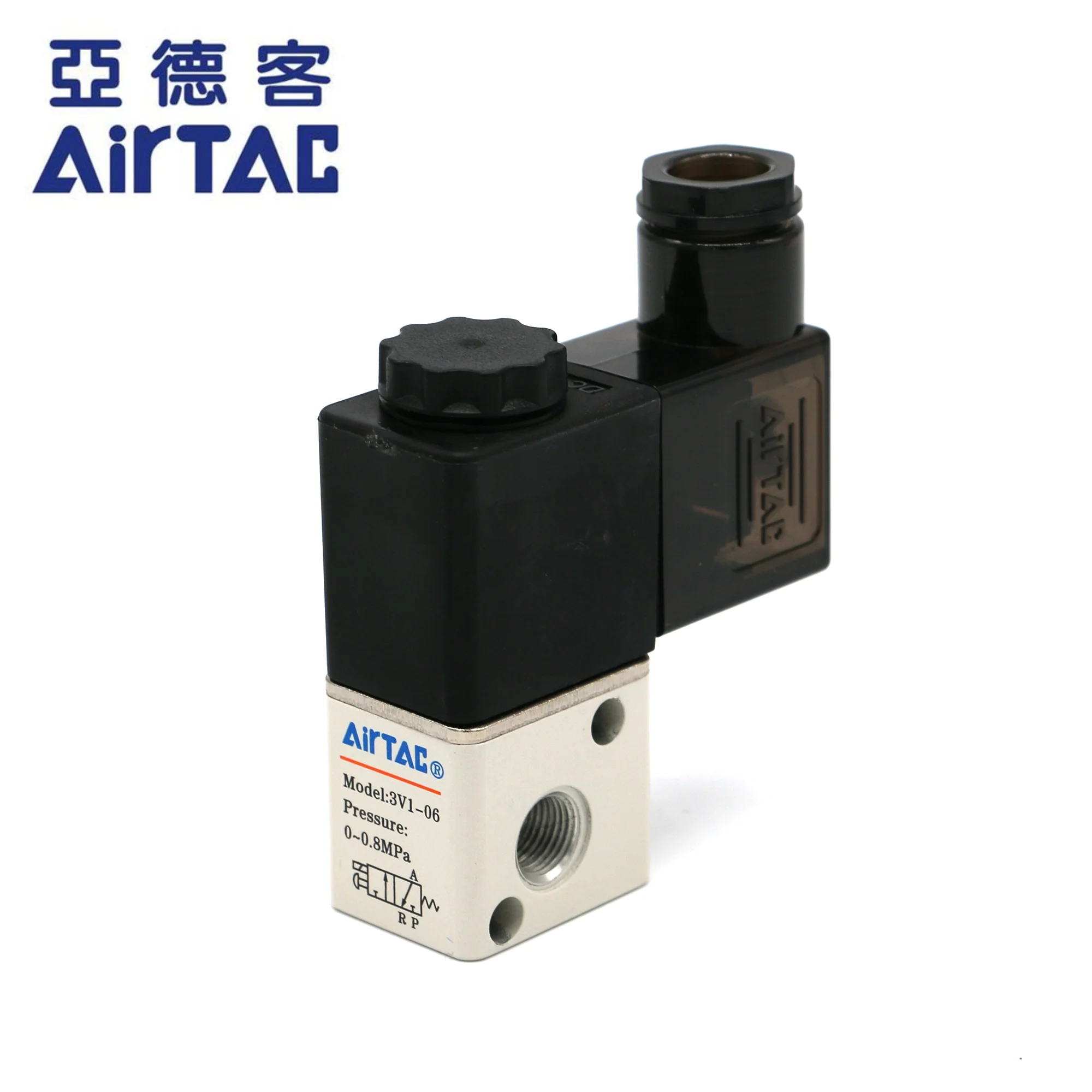 AIRTAC Electrical Solenoid Valve 12V 3V1-06 220VAC PT1/8 3/2 Way Normally Closed CE