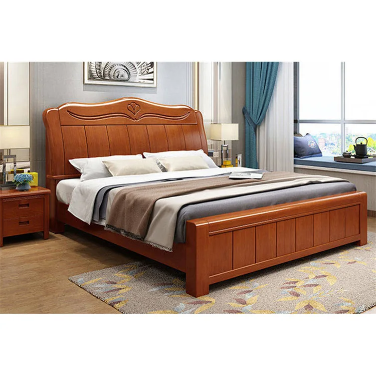 
JS760 solid wood hinged double bed with storage 