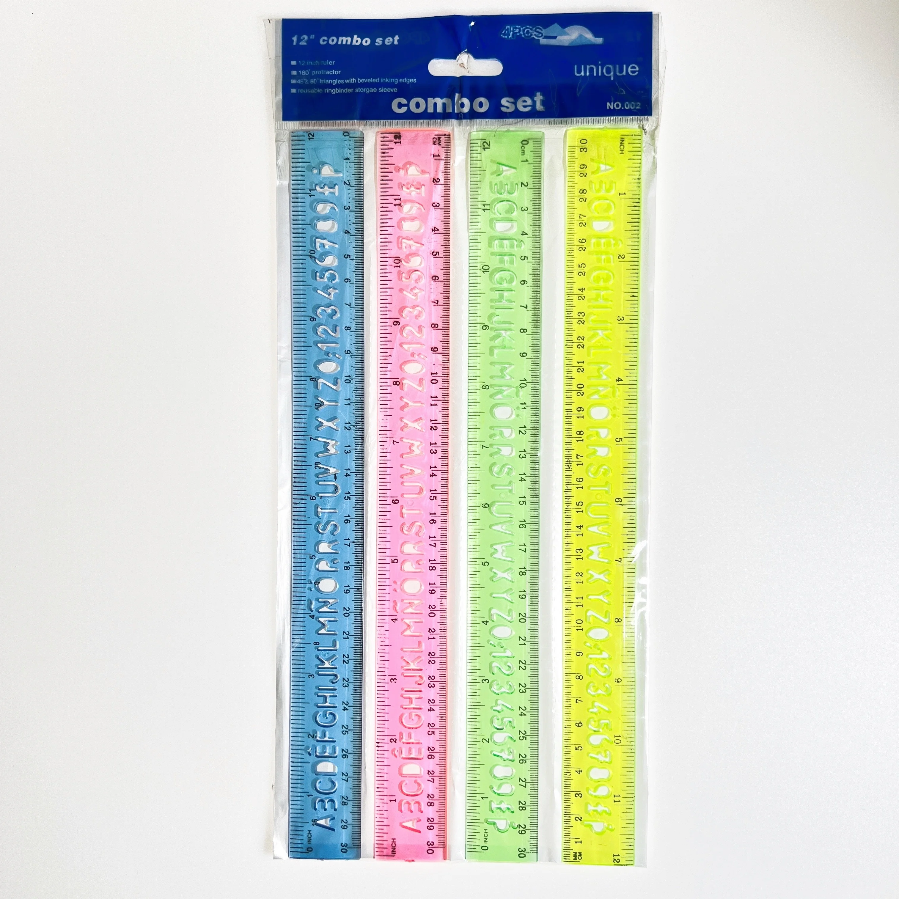 Wholesale cheap 30cm ruler plastic  straight rulers scale ruler set for office school