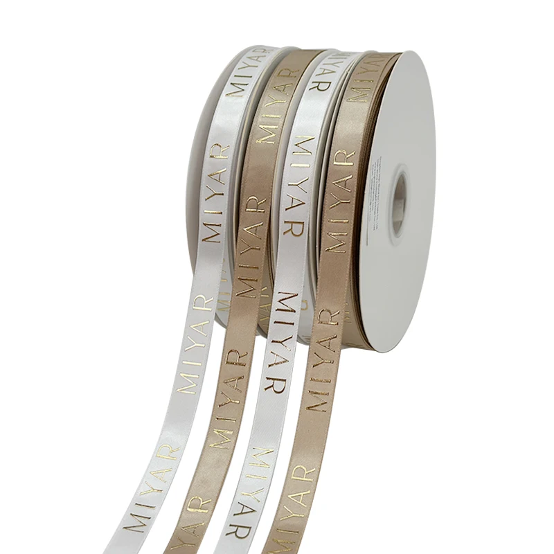 Custom Eco Friendly Printed Black Silk Gross Grain Ribon Gift Bouquet Ribbon With Embossed Logo Brand