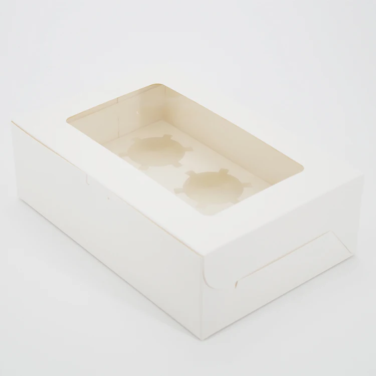 Factory Price Small Quantity Kraft Paper With Clear Window Flat Shipping Box for 6 pcs Cupcake Doughnut Box