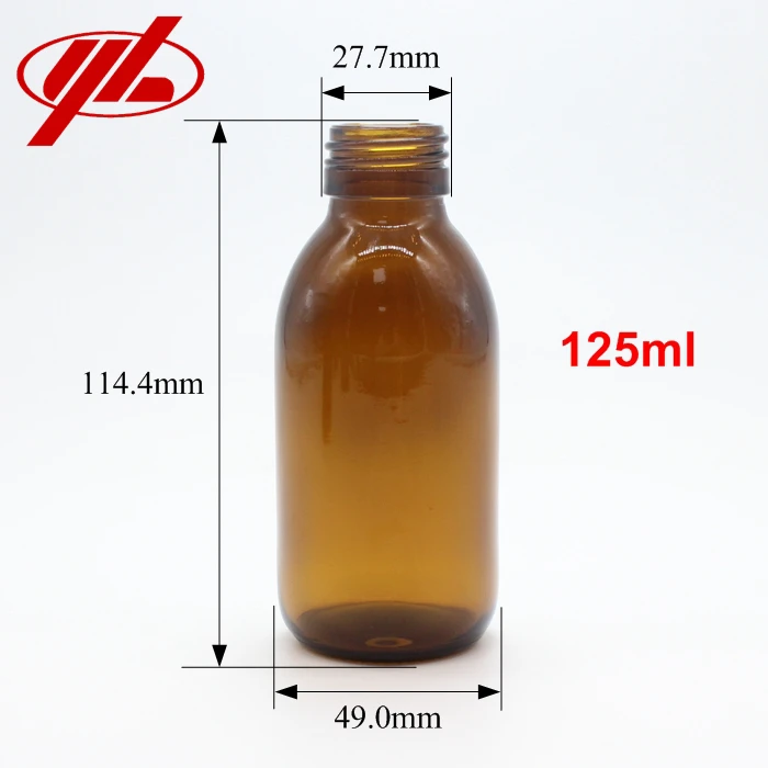 Syrup  Oral Liquid Amber Glass Bottle For  Liquid With Proof Aluminium Plastic Screw Cap PE Gasket Silicone Stopper