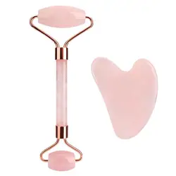 Hot selling jade roller powder crystal scraping massage crystal plate jade roller set jade beauty device powder crystal roller