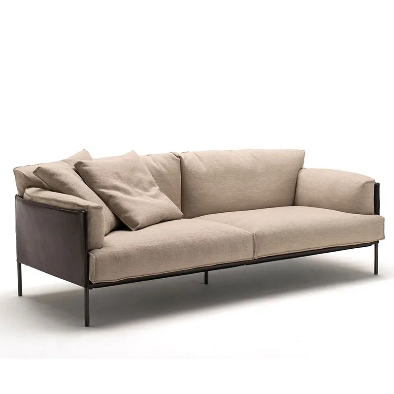 Modern minimalist Home Office furniture Villa living room linen fabric Three seater 4-seater sofa couches hotel lobby sofa