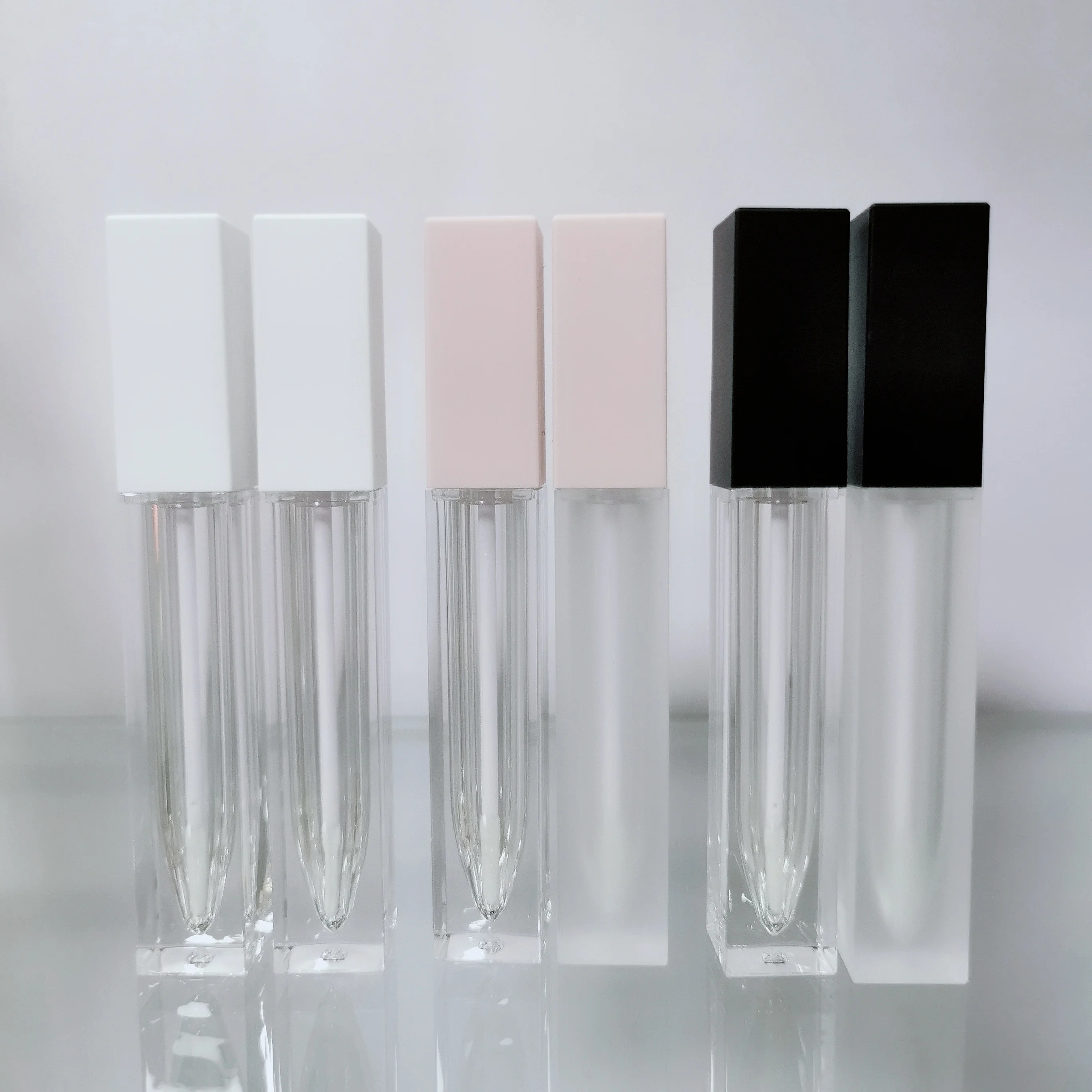 7ml lip tint bottle pink luxury custom with box logo frosted empty lipstick rose gold black square empty lipstick containers