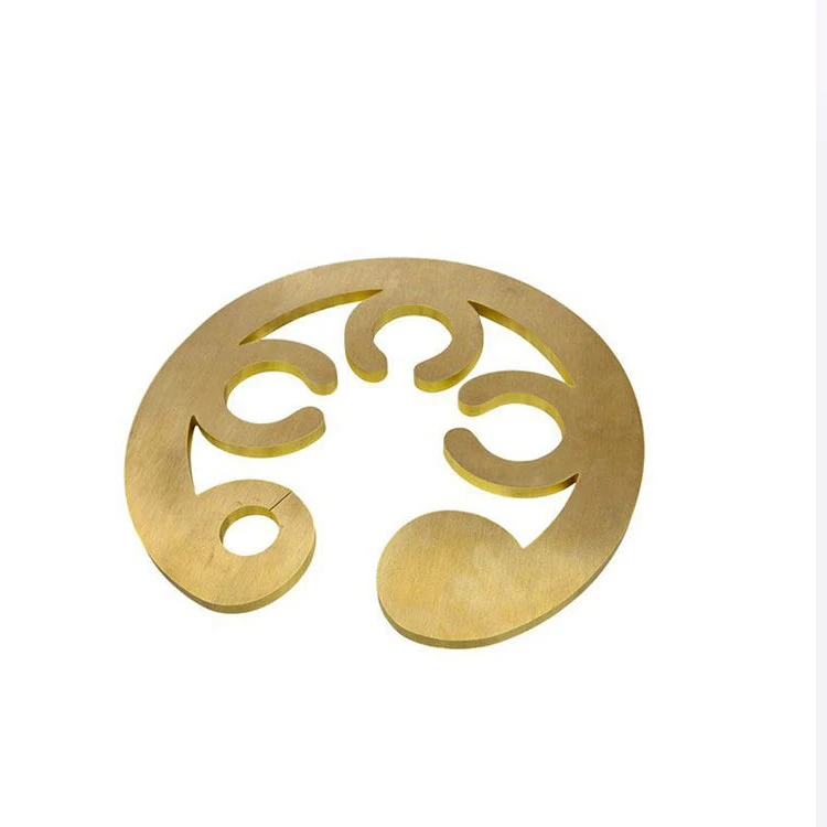Custom Brushed Gold Solid Brass Plate Laser Cutting Name Plate Engraved Circular Metal