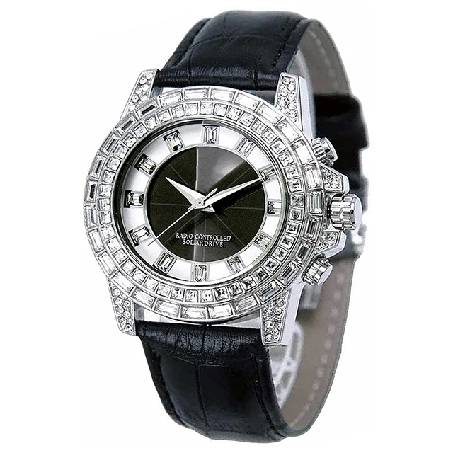 Stones And Crystals Men Wrist Watches Japan Movement Quartz Watch Price Brand Luxury PU Leather Watch