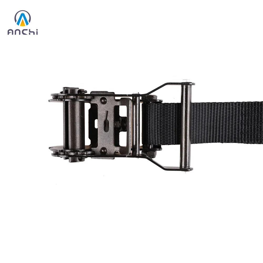 Изготовленные на заказ 38 мм 15ft Храповые ремни черные с двойными j крючками и черной тесьмой 4000lbs