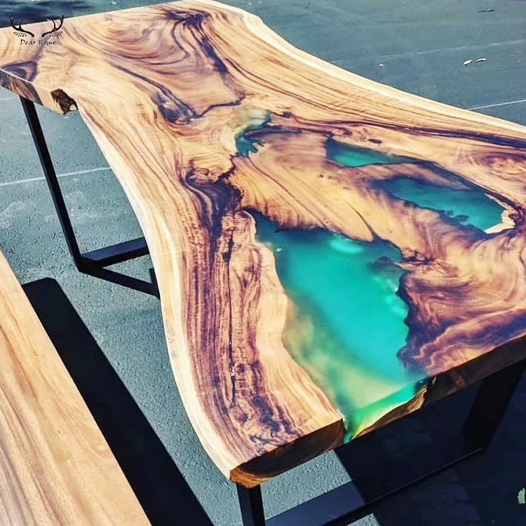 Luxury nature wood epoxy resin table oak wood resin table for meeting room
