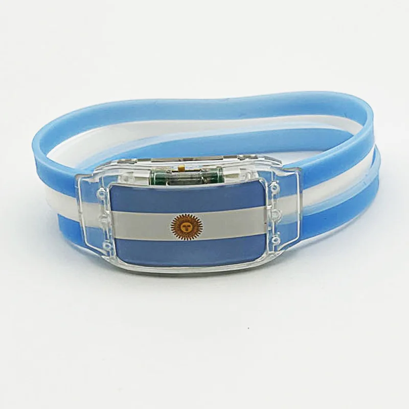New arrival Qatar World Cup Flag bracelet LED light-emitting silicone wristband flag bracelet for Germany World Cup