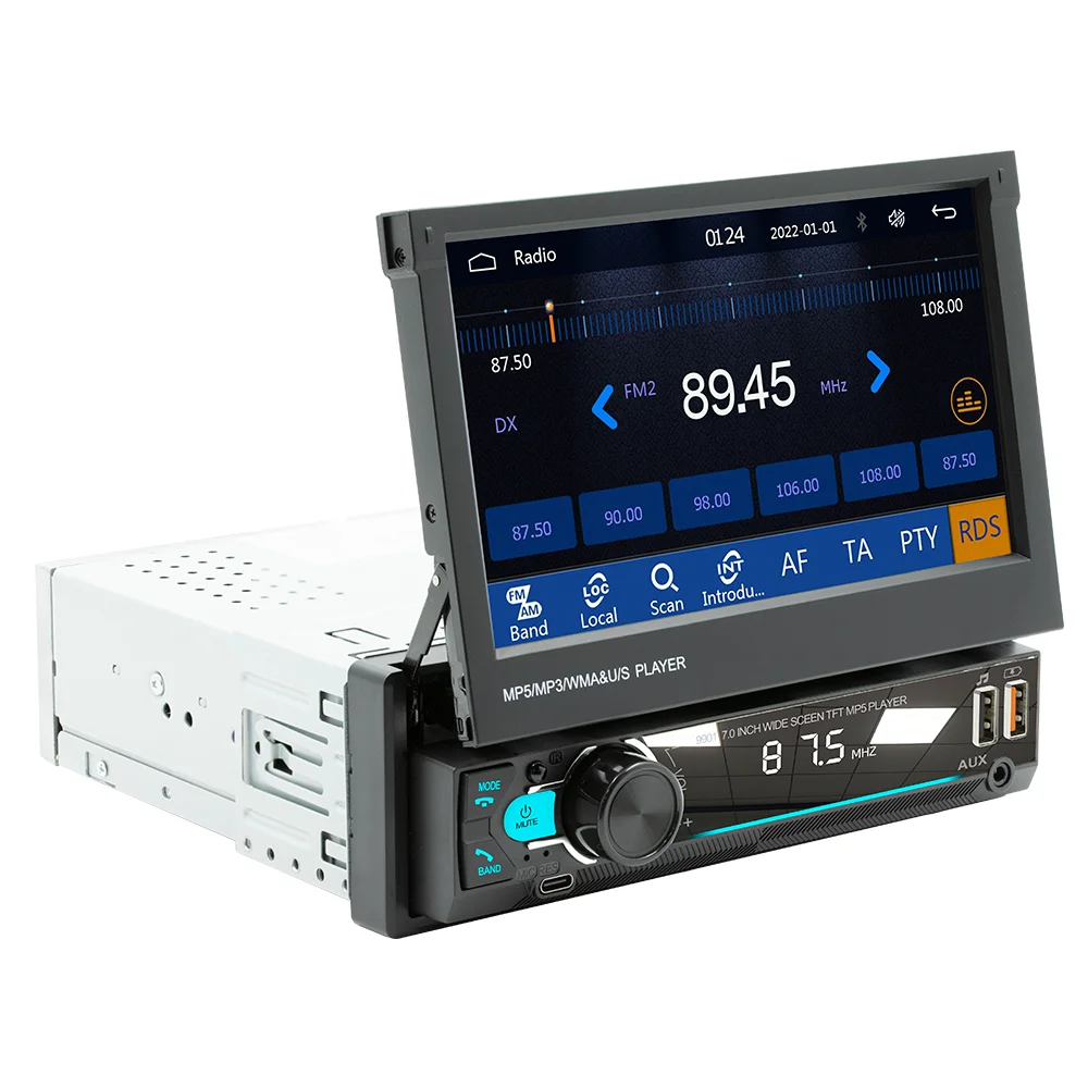 Universal 7 Inch Flip out touch screen Single Din Car GPS Auto Radio 1 Din Car Stereo Player