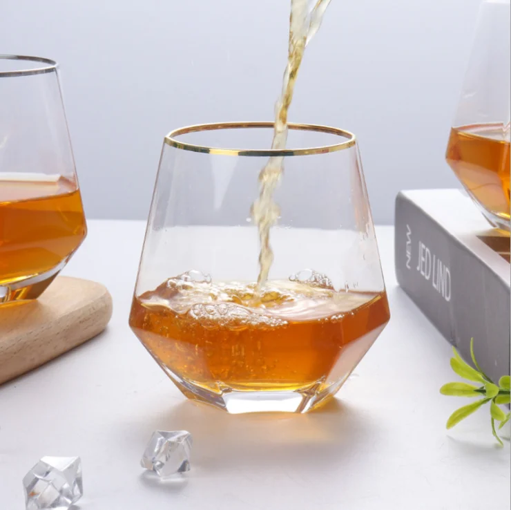 
Six prismatic gold whisky household water glass cocktail glass 