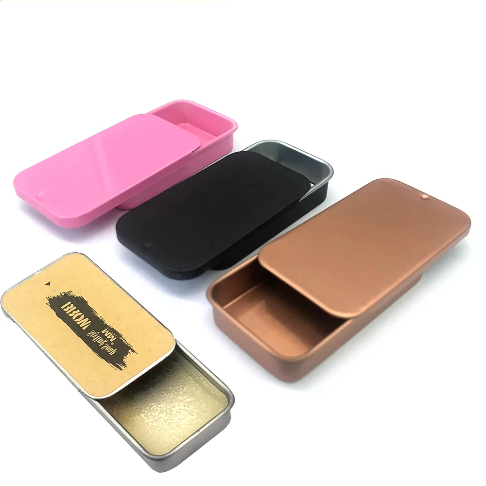 Low Moq Mini Custom Lip Balm Packaging Slide Metal Tin Box Soap Brow Tin Box