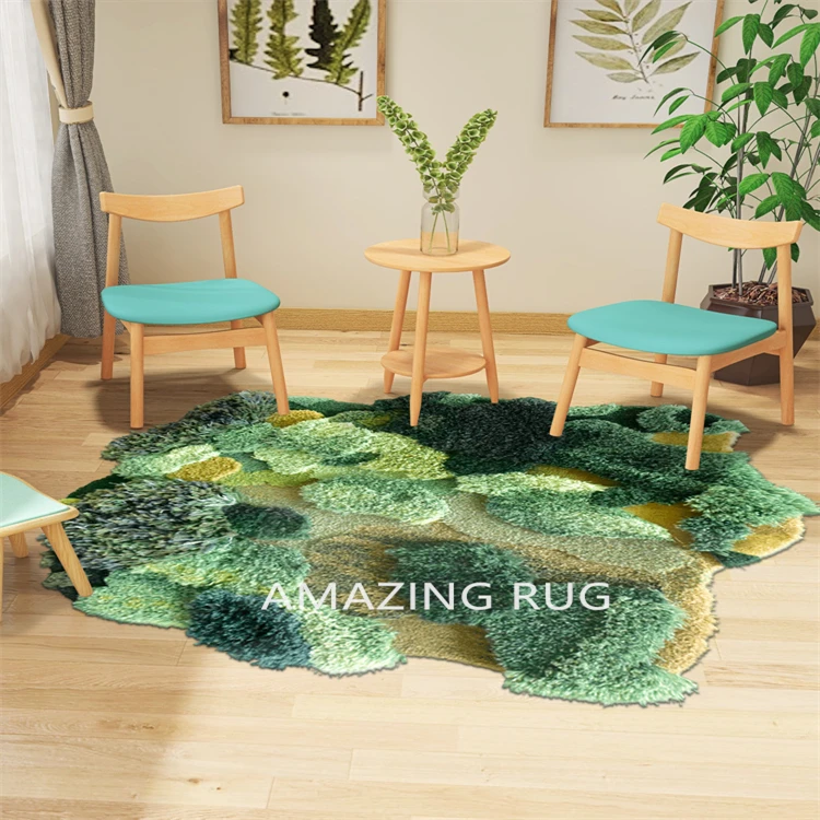 100% Wool And Silk Hand Made Big Size Kids Bedroom Floor Carpets Online Dark Green Carpet Square Design Carpet