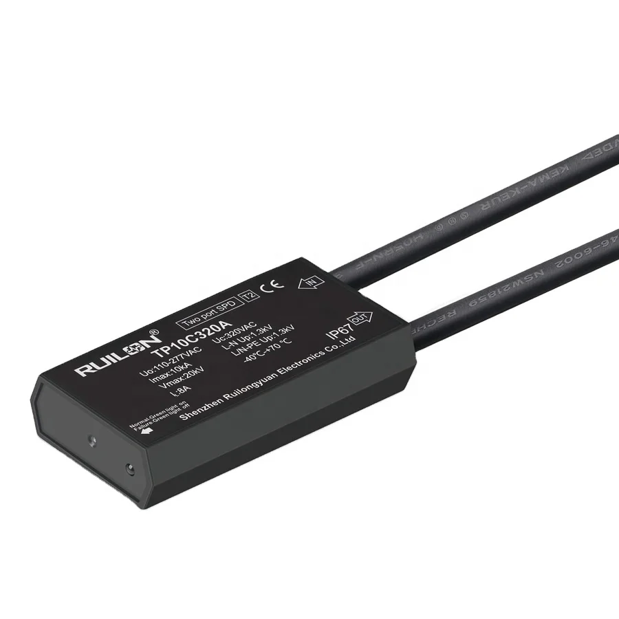 10kA Power Surge Protective Device Double cable Lightning protector Black Surge protection device