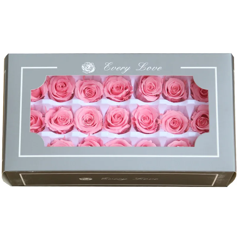 Wholesale Flower Immortal Rose 2-3CM Diameter 21pcs/Box Preserved  Real Roses Head In Gift Box
